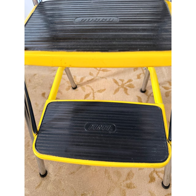 Yellow Vintage Cosco Stylaire Yellow Chrome Step Stool Chair For Sale - Image 8 of 9