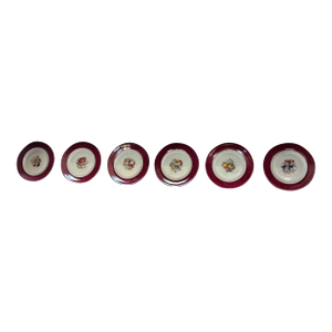 Philippe Deshoulieres Limoges Porcelain Fruit Plates Set of 6 Marked