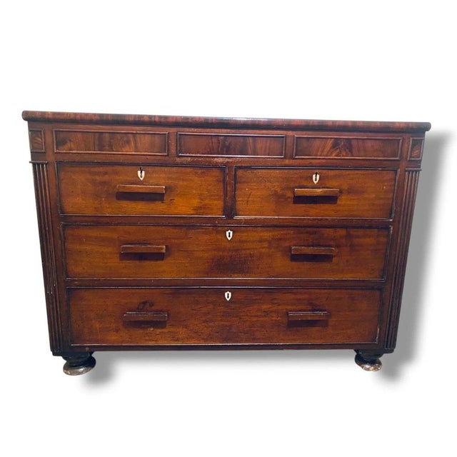 Antique Mahogany Chest of Drawers with Secret Compartment, 19th Century For Sale - Image 4 of 11