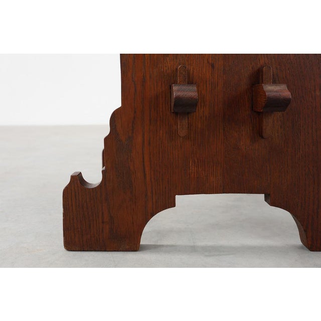Belgian Arts & Crafts Oak Stool, 1890 For Sale - Image 4 of 10
