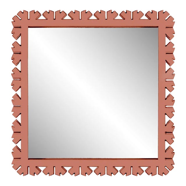Fleur Home Audubon Bamboo Sticks Square Mirror in Red Earth, 50.5x50.5 For Sale