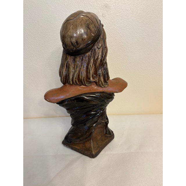 American 1900's Antique Chalkware Hiawatha Indian Bust Sculpture/Statue - Cigar Store Display For Sale - Image 3 of 9