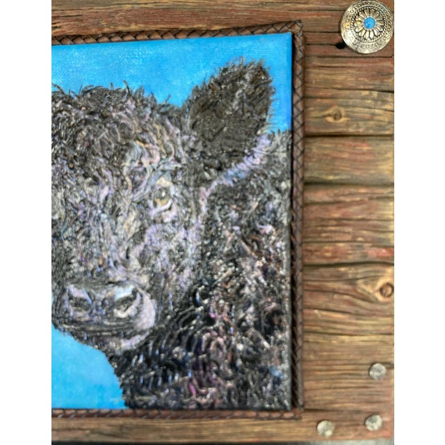 Curley Boy~ Willie Britt, Original Acrylic Painting, "Curly Boy" Scrappy Young Bull Is Always Looking for Someone to Spar With. For Sale - Image 6 of 8
