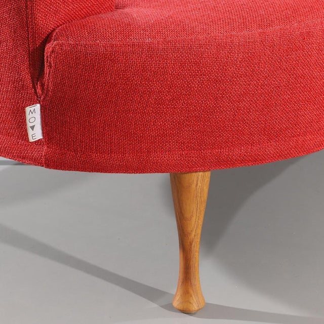 Mid-Century Scandinavian Curved Red Sofa For Sale - Image 4 of 6