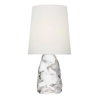 AERIN by Visual Comfort Signature Lupin 16" Cordless Accent Lamp in Clear Glass with Linen Shade For Sale