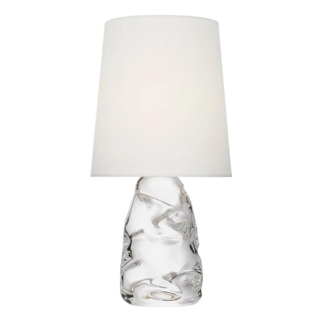 AERIN by Visual Comfort Signature Lupin 16" Cordless Accent Lamp in Clear Glass with Linen Shade For Sale
