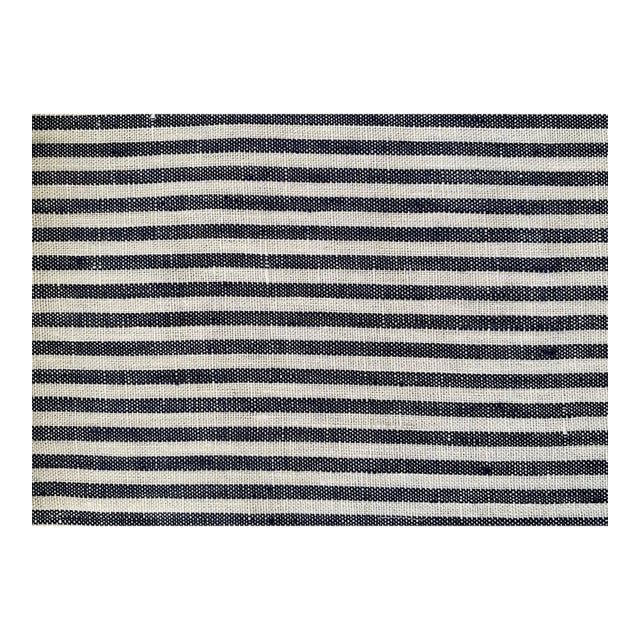 Plum Textiles Breton Ticking Navy Linen For Sale