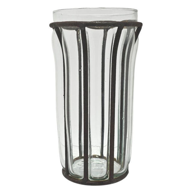 Late 20th Century Late 20th Century Mexican Rustic Caged Glass and Weathered Iron Vase For Sale - Image 5 of 8