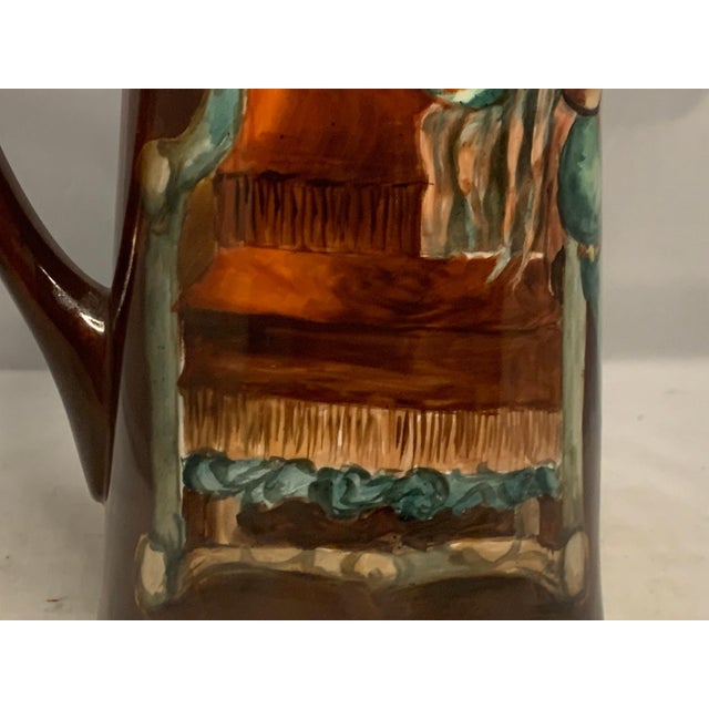 Art Deco Early 20th Century Limoges Jean Pouyat Hand Painted Tankard: Jester & Parrot For Sale - Image 3 of 10