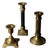Vintage Brass Candleholders, 1940s, Set of 3 For Sale