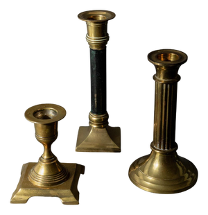 Vintage Brass Candleholders, 1940s, Set of 3