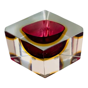 1970s Cased Cardinal Red Bowl in Murano Style, Unmarked