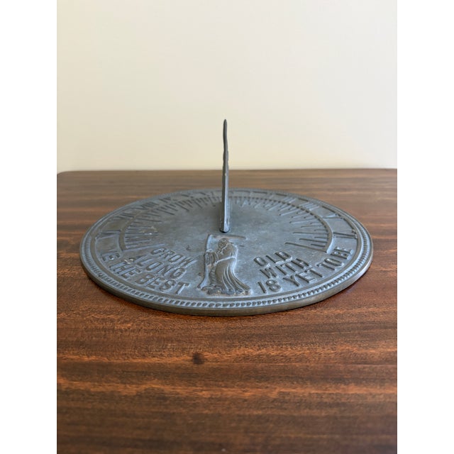 French Country Vintage English Country Iron Garden Sundial "Grow Old Along With Me" For Sale - Image 3 of 7