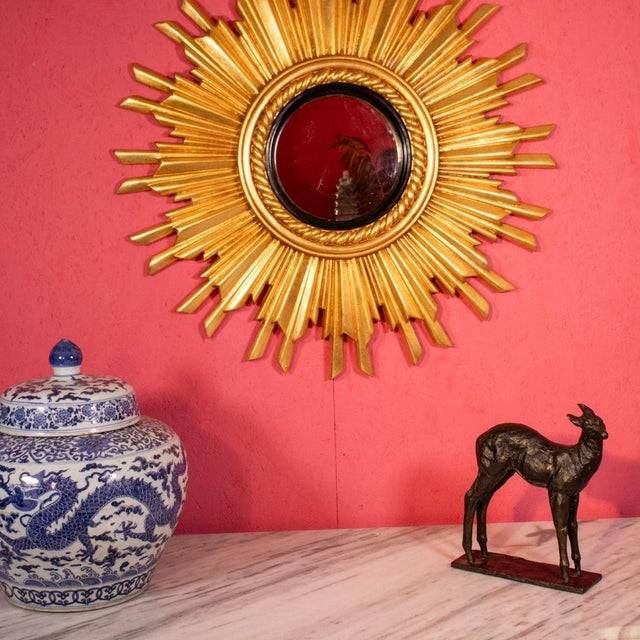 French Gold Leaf Sunburst Mirror For Sale - Image 3 of 5