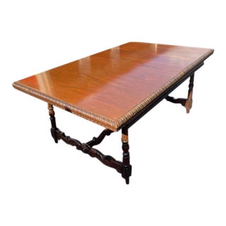 1920s Walnut Antique Wakefield Watertown Slide Dining Table 5 Leafs For Sale