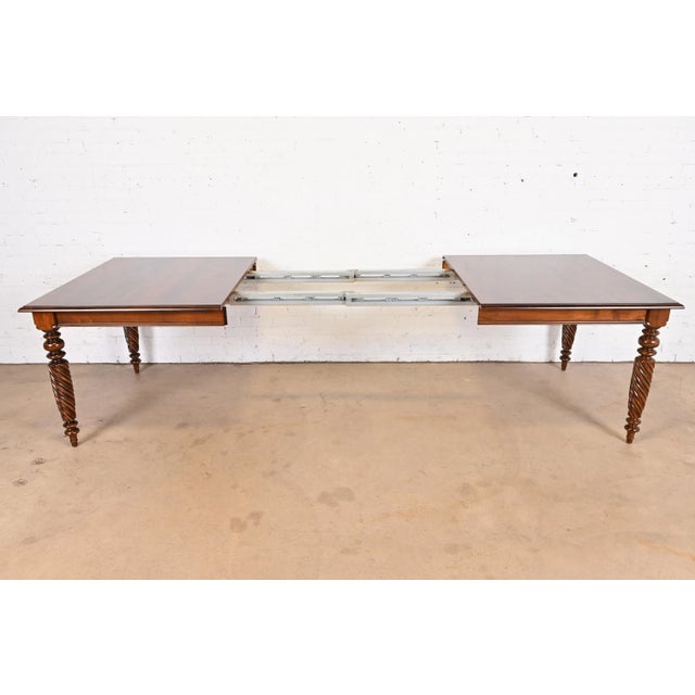 Late 20th Century Ethan Allen British Colonial Solid Maple Extension Dining Table, Newly Refinished For Sale - Image 5 of 12