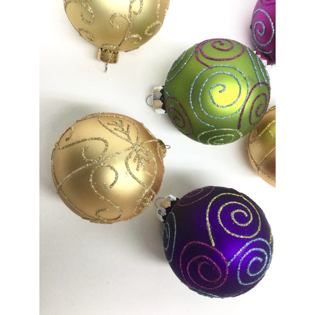 Shabby Chic 6 Vintage Glass Hanging Ornaments For Sale - Image 3 of 7