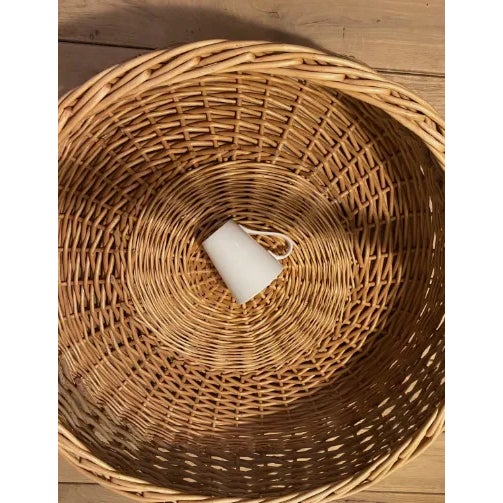 Vintage Huge Decorative Storage Wicker Basket with Handle For Sale In New York - Image 6 of 9
