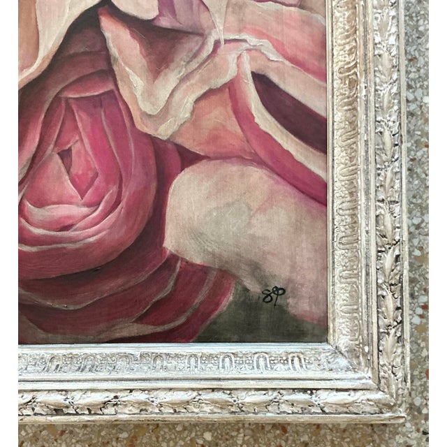 Vintage Boho Original Floral Oil Painting on Canvas For Sale In West Palm - Image 6 of 7