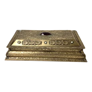 1920s Vintage Art Deco La Tausca Brass Jeweled Ormolu Jewelry Box
