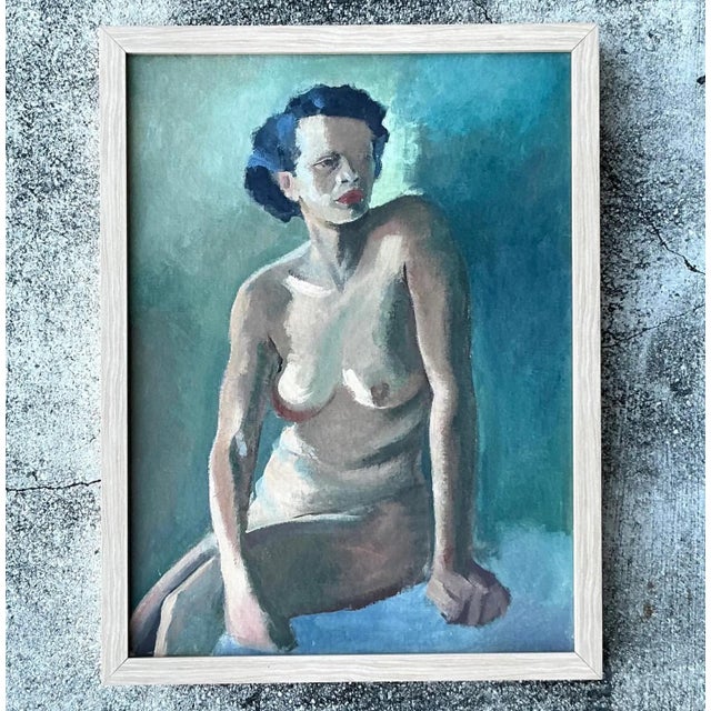 This compelling pair of original oil paintings captures the delicate and expressive nature of figural study with a...