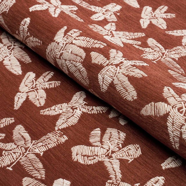 Schumacher SAMPLE - Schumacher x Caroline Z Hurley Hibiscus Fabric In Teak For Sale - Image 4 of 4