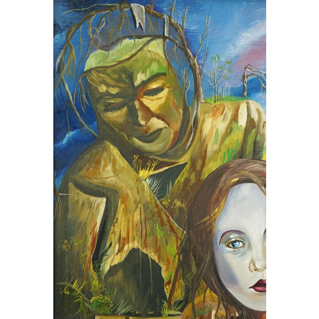 Francesco Massarutto, Little Girl Made Up by Pierrot and a Faun, 20th Century, Oil Painting on Canvas, Framed For Sale - Image 4 of 15