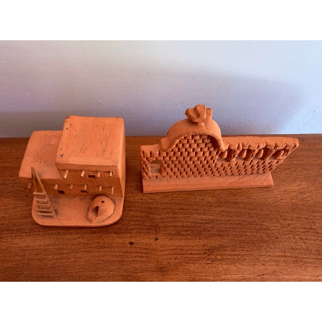 Mid 20th Century Miniature Southwestern Terracotta Adobe Structures, a Pair For Sale - Image 6 of 12