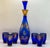 Early 20th Century Bohemian Glass Blue & Gold Decanter Set- 6 Glasses & Decanter For Sale - Image 4 of 11