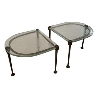 Wrought Bronze and Glass Coffee Tables by Lothar Klute, 1980, Set of 2 For Sale