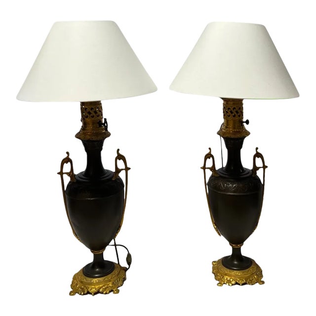 19th Century, Pair of French Carcel Lamps For Sale
