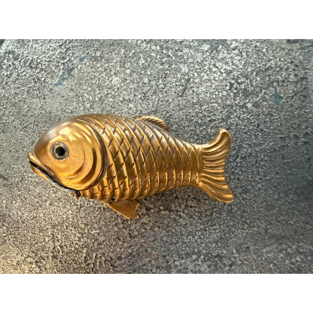 1890's Brass Fish Match Safe With Onyx Eye For Sale In Miami - Image 6 of 9