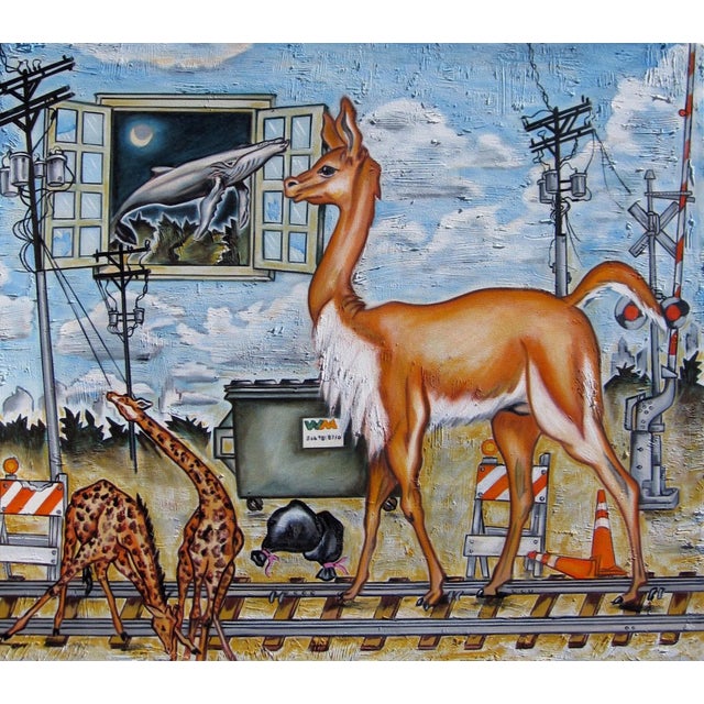 Urban Zoo by Louis Recchia | Oil on Canvas Animals in an urban setting with a surreal twist. For Sale