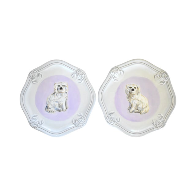 2020s Floris & Fergus the White Staffordshire Dogs and Their Portraits by Susannah Carson For Sale - Image 5 of 12