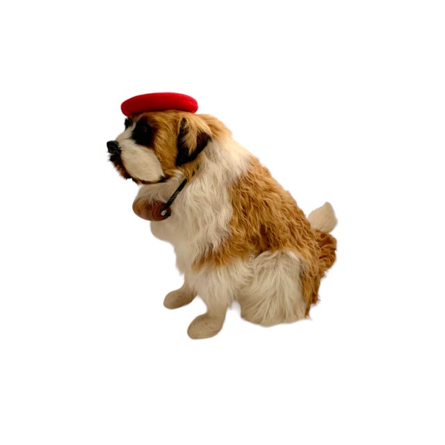 Late 20th Century Custom-Made French St. Bernard Stuffed Fur Dog Sculpture, 17"h For Sale In Tulsa - Image 6 of 10