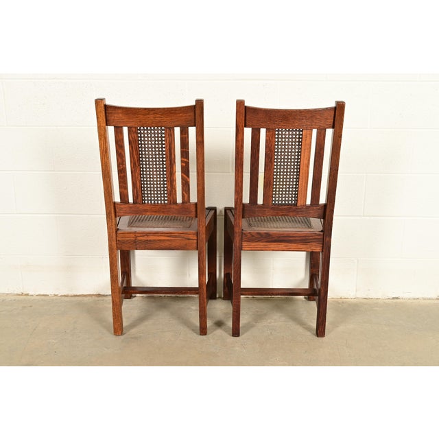 Lifetime Furniture Antique Mission Oak and Cane Arts & Crafts Dining Chairs, Set of Six For Sale - Image 13 of 14