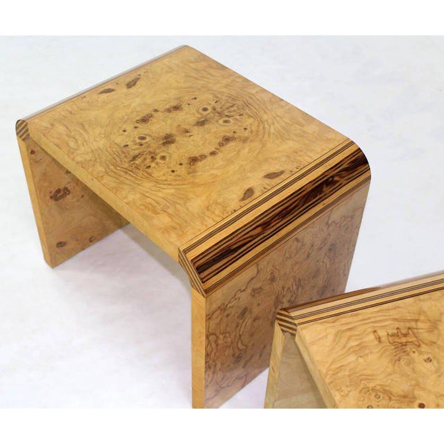 MidCentury Modern Henredon Burl Wood Benches a Pair Chairish