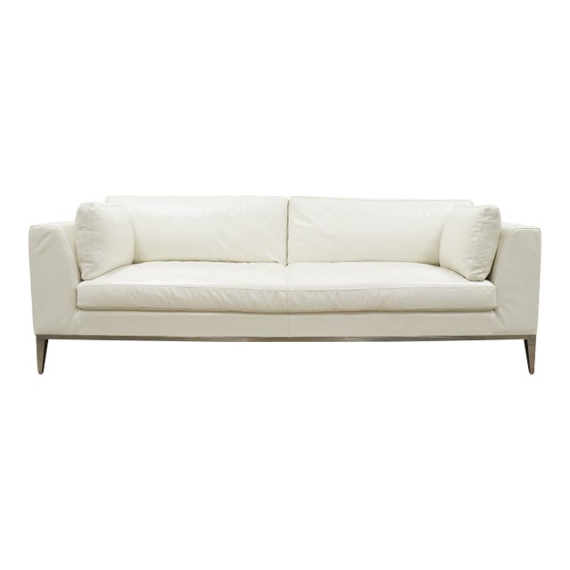 Martyn Lawrence Bullard for Frontgate White Leather Sofa For Sale