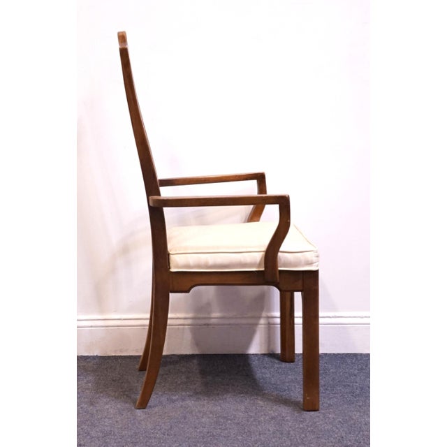 Late 20th Century Thomasville Tokaido Collection Burled Walnut Asian Modern Dining Arm Chair 10821-813-814 For Sale - Image 5 of 11