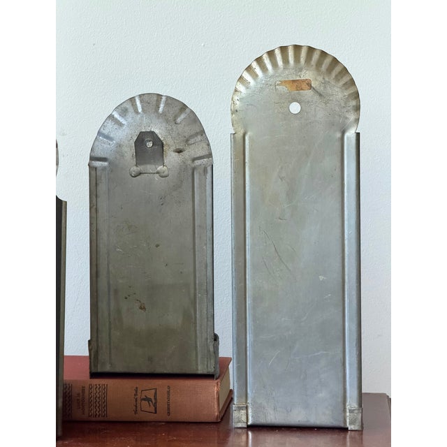 Antique Primitive Tin Wall Sconces – Set of Three For Sale In New York - Image 6 of 8