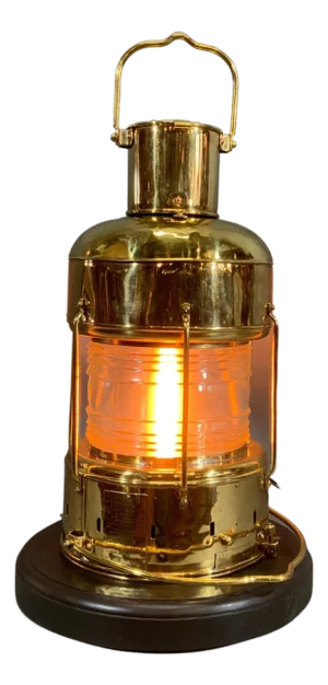 Solid Brass Ship's Anchor Lantern with Fresnel Lens by Nippon Sento Co. LTD