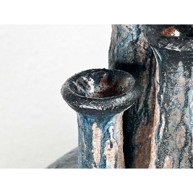 Large Mid-Century Modern Brutalist German Studio Pottery Chimney Vase from Gerhard Liebenthron, 1974 For Sale - Image 14 of 18