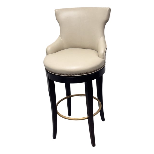 Century Furniture Tracy Leather Swivel Bar Stool For Sale
