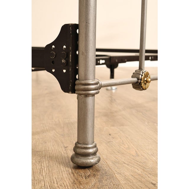 Contemporary Iron And Brass King Size Metal Bed Frame For Sale - Image 9 of 18