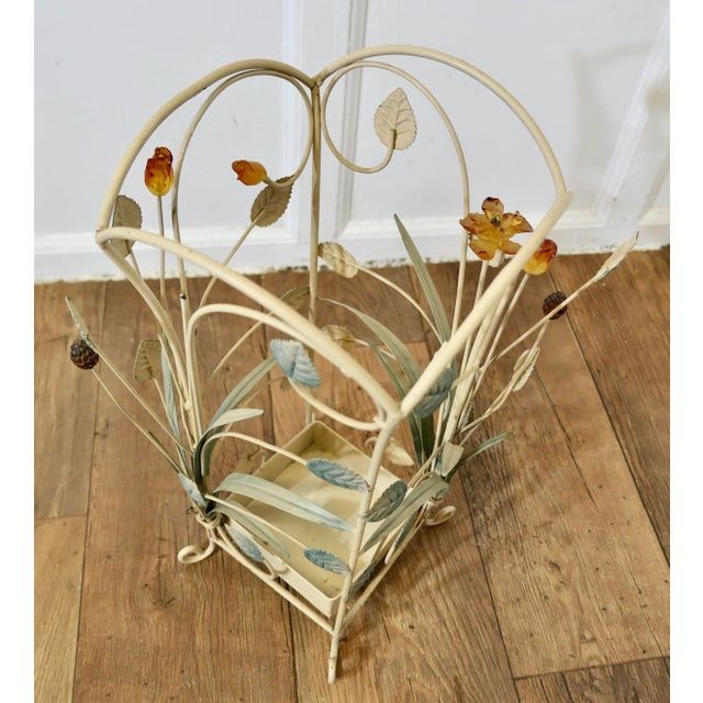 A Charming French WireWork Umbrella Stand A lovely little piece of wirework and tolewear, the umbrella stand is painted in...