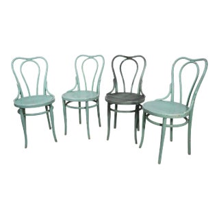 Set of Four Bentwood Cafe Bistro Dining Chairs by Thonet C 1900/20's For Sale