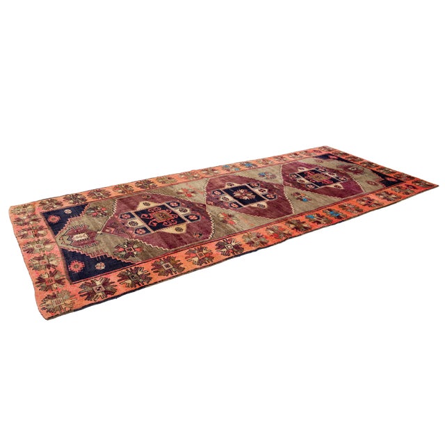Vintage Meysar Persian Runner – Hand-Knotted Wool Kilim – Mid-Century Tribal Decor For Sale - Image 9 of 10