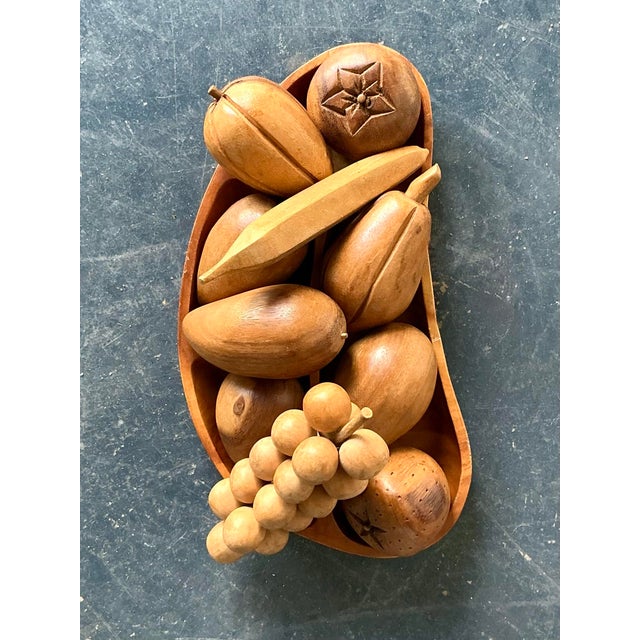 Vintage Boho Leilani Carved Wood Fruit Bowl For Sale - Image 10 of 12
