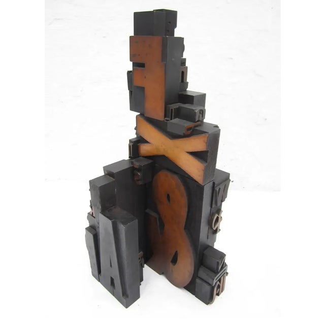 Brown Early 20th Century Letterpress Wood Block Sculpture For Sale - Image 8 of 10