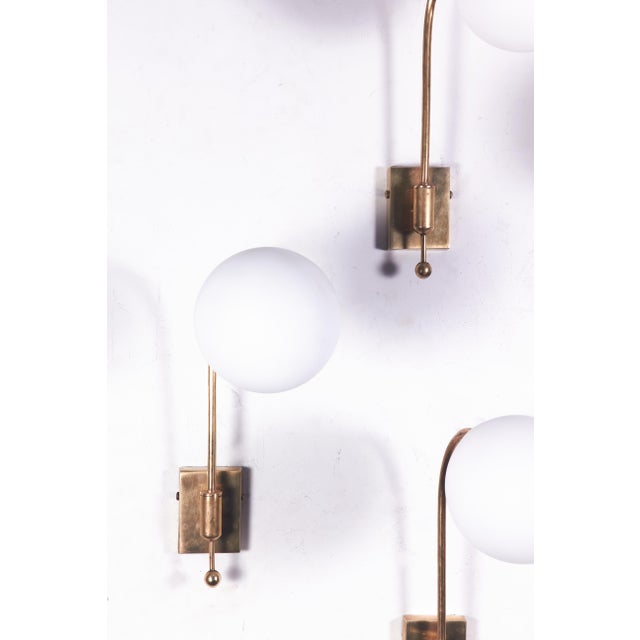 Metal Brass Wall Lights in the style of Stilnovo, 1950s, Set of 4 For Sale - Image 7 of 17